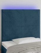 vidaXL LED горна табла за легло тъмносиня 80x5x118/128 см кадифе