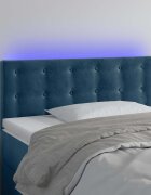vidaXL LED горна табла за легло тъмносиня 80x5x78/88 см кадифе