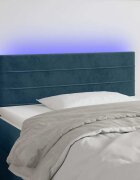 vidaXL LED горна табла за легло тъмносиня 80x5x78/88 см кадифе