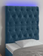 vidaXL LED горна табла за легло тъмносиня 80x7x118/128 см кадифе