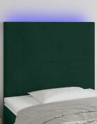 vidaXL LED горна табла за легло тъмносиня 90x5x118/128 см кадифе