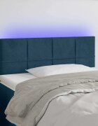 vidaXL LED горна табла за легло тъмносиня 90x5x78/88 см кадифе
