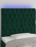 vidaXL LED горна табла за легло тъмносиня 90x7x118/128 см кадифе
