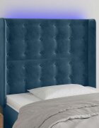 vidaXL LED горна табла за легло тъмносиня 93x16x118/128 см кадифе