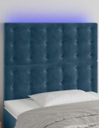 vidaXL LED горна табла за легло тъмносиня100x5x118/128 см кадифе