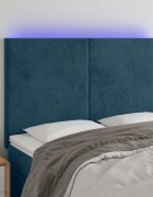 vidaXL LED горна табла за легло тъмносиня144x5x118/128 см кадифе