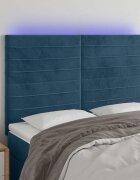 vidaXL LED горна табла за легло тъмносиня144x5x118/128 см кадифе