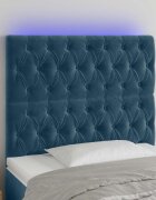 vidaXL LED горна табла за легло тъмносиня90x7x118/128 см кадифе