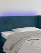 vidaXL LED горна табла за легло тъмносиня93x16x78/88 см кадифе