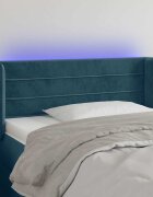 vidaXL LED горна табла за легло тъмносиня93x16x78/88 см кадифе
