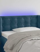 vidaXL LED горна табла за легло тъмносиня93x16x78/88 см кадифе