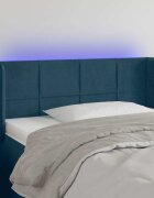 vidaXL LED горна табла за легло тъмносиня93x16x78/88 см кадифе