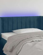 vidaXL LED горна табла за легло тъмносиня93x16x78/88 см кадифе