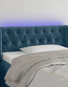 vidaXL LED горна табла за легло тъмносиня93x16x78/88 см кадифе