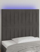 vidaXL LED горна табла за легло тъмносива 100x5x118/128 см кадифе