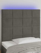 vidaXL LED горна табла за легло тъмносива 100x5x118/128 см кадифе