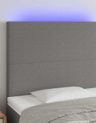 vidaXL LED горна табла за легло тъмносива 100x5x118/128 см плат
