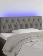 vidaXL LED горна табла за легло тъмносива 100x7x78/88 см плат