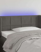 vidaXL LED горна табла за легло тъмносива 103x16x78/88 см кадифе