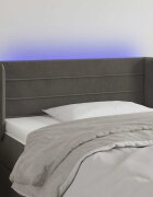vidaXL LED горна табла за легло тъмносива 103x16x78/88 см кадифе