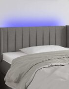 vidaXL LED горна табла за легло тъмносива 103x16x78/88 см плат