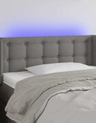 vidaXL LED горна табла за легло тъмносива 103x16x78/88 см плат