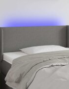 vidaXL LED горна табла за легло тъмносива 103x16x78/88 см плат