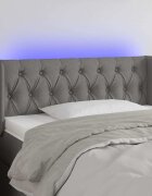 vidaXL LED горна табла за легло тъмносива 103x16x78/88 см плат