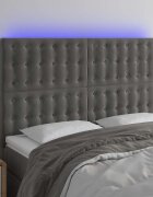 vidaXL LED горна табла за легло тъмносива 144x5x118/128 см кадифе