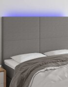 vidaXL LED горна табла за легло тъмносива 144x5x118/128 см плат