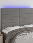 vidaXL LED горна табла за легло тъмносива 144x5x118/128 см плат