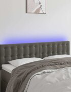 vidaXL LED горна табла за легло тъмносива 144x5x78/88 см кадифе