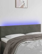 vidaXL LED горна табла за легло тъмносива 144x5x78/88 см кадифе