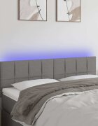 vidaXL LED горна табла за легло тъмносива 144x5x78/88 см плат