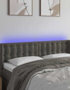 vidaXL LED горна табла за легло тъмносива 147x16x78/88 см кадифе