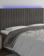 vidaXL LED горна табла за легло тъмносива 160x5x118/128 см кадифе