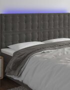 vidaXL LED горна табла за легло тъмносива 160x5x118/128 см кадифе