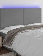 vidaXL LED горна табла за легло тъмносива 160x5x118/128 см плат