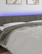 vidaXL LED горна табла за легло тъмносива 160x5x78/88 см кадифе