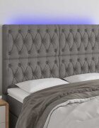 vidaXL LED горна табла за легло тъмносива 160x7x118/128 см плат