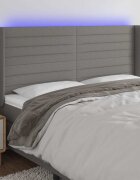 vidaXL LED горна табла за легло тъмносива 163x16x118/128 см плат