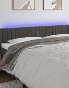 vidaXL LED горна табла за легло тъмносива 163x16x78/88 см кадифе
