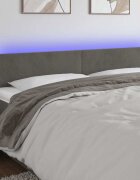 vidaXL LED горна табла за легло тъмносива 180x5x78/88 см кадифе
