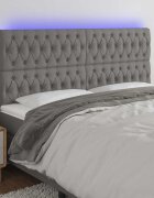 vidaXL LED горна табла за легло тъмносива 180x7x118/128 см плат