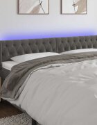 vidaXL LED горна табла за легло тъмносива 183x16x78/88 см кадифе