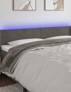 vidaXL LED горна табла за легло тъмносива 183x16x78/88 см кадифе