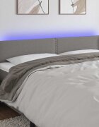 vidaXL LED горна табла за легло тъмносива 183x16x78/88 см плат