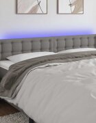 vidaXL LED горна табла за легло тъмносива 183x16x78/88 см плат