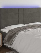 vidaXL LED горна табла за легло тъмносива 200x5x118/128 см кадифе