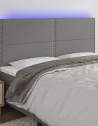 vidaXL LED горна табла за легло тъмносива 200x5x118/128 см плат